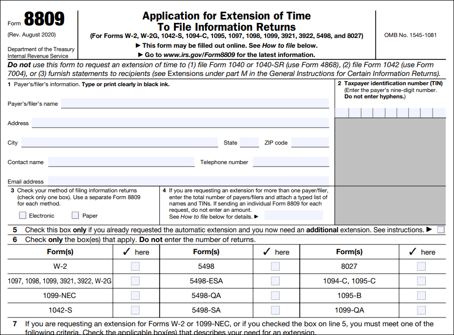 form 8809